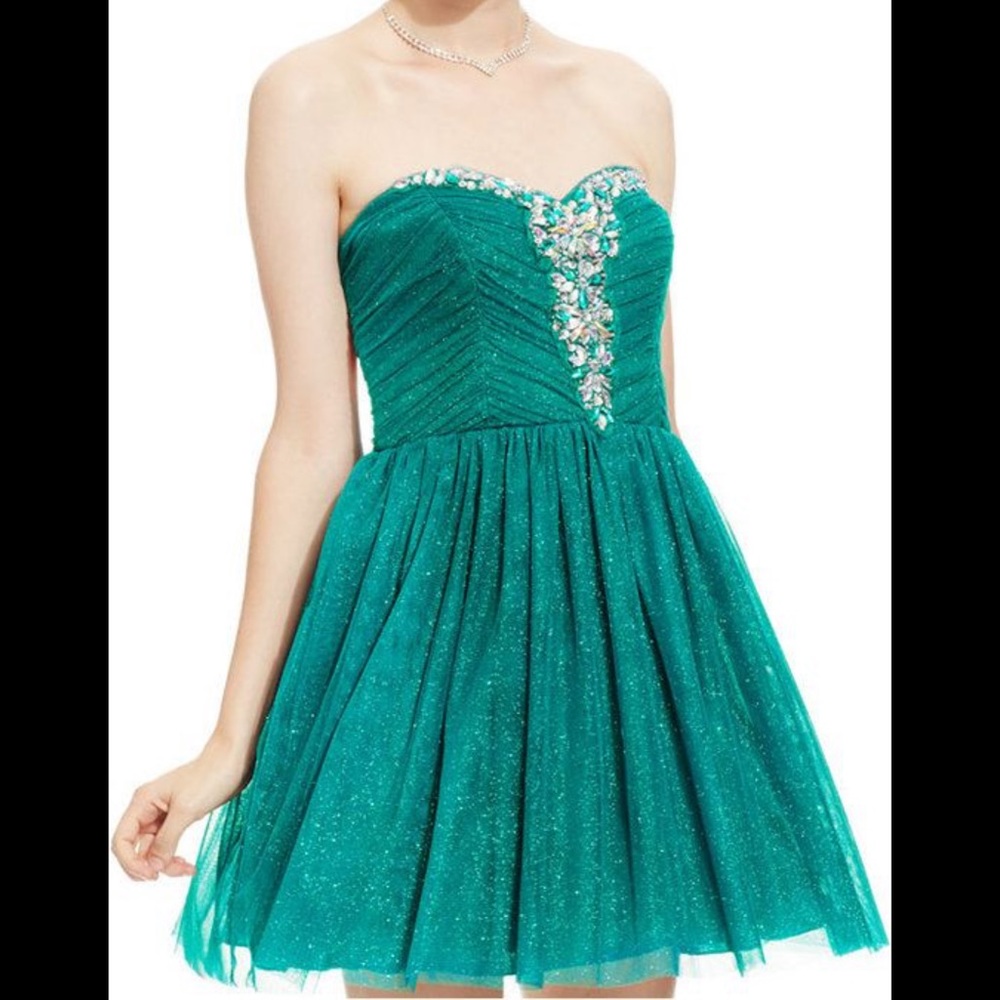 Strapless Sparkly Blue Homecoming Party Dress